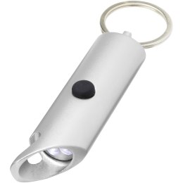 Flare latarka LED i otwieracz do butelek z łańcuchem do kluczy wykonany z aluminium IPX z recyklingu srebrny (10457481)