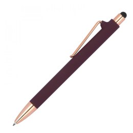 Długopis plastikowy gumowany kolor Bordowy