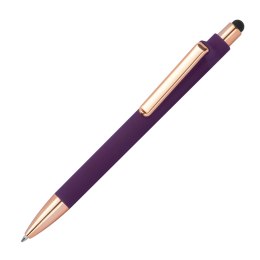 Długopis plastikowy gumowany kolor Fioletowy