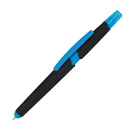 Długopis plastikowy do ekranów dotykowych z zakreślaczem kolor Jasnoniebieski