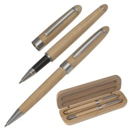 Zestaw piśmienny długopis i pióro kulkowe INDIANAPOLIS kolor brązowy