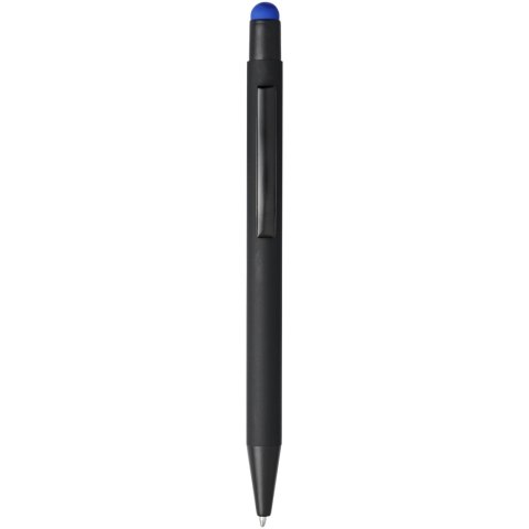 Długopis Dax z gumowym rysikiem czarny, błękit królewski (10741701)