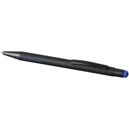 Długopis Dax z gumowym rysikiem czarny, błękit królewski (10741701)