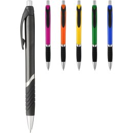 Solidny, kolorowy długopis Turbo z gumowym uchwytem zielony, czarny (10771314)
