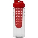 Bidon H2O Base® z wieczkiem na zacisk o pojemności 650 ml zmożliwością przyrządzania wody smakowej przezroczysty, czerwony (2100
