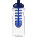 Bidon H2O Base® z wypukłym wieczkiem o pojemności 650 ml z możliwością przyrządzania wody smakowej przezroczysty, niebieski (210