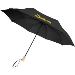 Składany wiatroodporny parasol 51 cm z PET z recyklingu Birgit czarny (10914590)