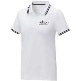 Damska koszulka polo Amarago z kontrastowymi paskami i krótkim rękawem biały (38109013)