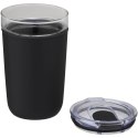 Szklany kubek Bello o pojemności 420 ml z zewnętrzną ścianką z plastiku z recyklingu czarny (10067590)