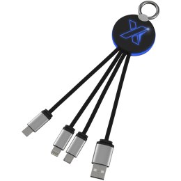 Kabel z podświetlonym logo 3w1 z brelokiem - SCX.design C16 niebieski, czarny (2PX00252)