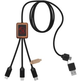 SCX.design C38 kabel do ładowania z podświetlanym logo 5-w-1 rPET i z kwadratową drewnianą obudową czerwony, drewno (2PX07221)