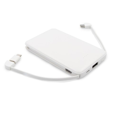 Power bank 5000 mAh ze zintegrowanymi kablami, adapter w komplecie | Presley