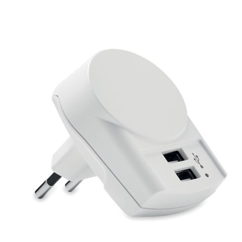 Ładowarka Euro USB (2xA) 12W biały (MO6882-06)