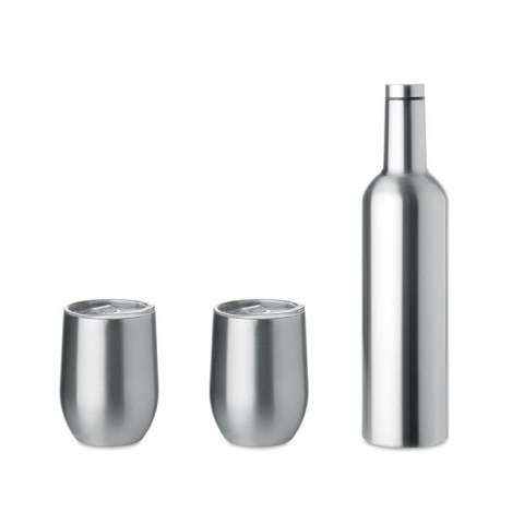 Zestaw butelka i kubki srebrny mat (MO9971-16)
