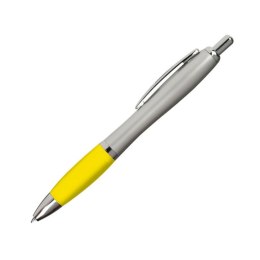 Długopis plastikowy, gumowany kolor Żółty