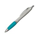 Długopis plastikowy, gumowany kolor Turkusowy