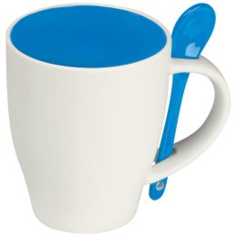 Kubek ceramiczny z łyżeczką 250 ml kolor Niebieski