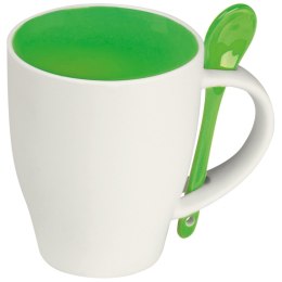 Kubek ceramiczny z łyżeczką 250 ml kolor Zielony