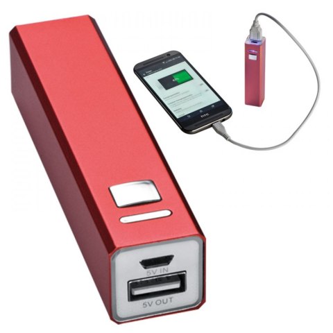 Power bank metalowy 2200 mAh kolor Czerwony