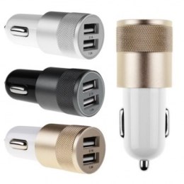 Metalowa ładowarka samochodowa x2 USB kolor Ciemnoszary