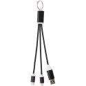 Metal kabel do ładowania 4 w 1 z aluminium z recyklingu z łańcuchem do kluczy czarny (12438290)