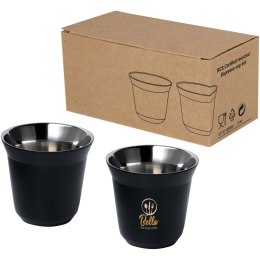 Duo zestaw filiżanek do espresso ze stali nierdzewnej z certyfikatem RCS 80 ml czarny (10080490)