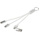 Metal kabel do ładowania 4 w 1 z aluminium z recyklingu z łańcuchem do kluczy srebrny (12438281)