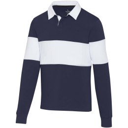 Clyde unisex organic rugby polo sweatshirt granatowy, biały (38237923)