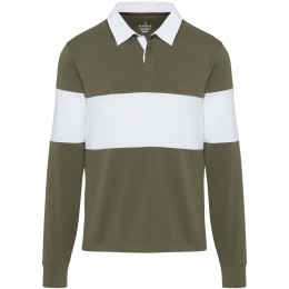 Clyde unisex organic rugby polo sweatshirt zielony, biały (38237911)