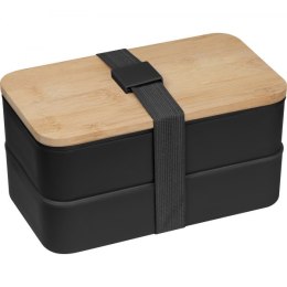 Lunch box ze sztućcami kolor czarny