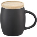 Ceramiczny kubek Hearth z drewnianym wiekiem/spodeczkiem czarny, biały (10046600)