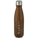 Izolowana próżniowo butelka Cove ze stali nierdzewnej o pojemności 500 ml z nadrukiem imitującym drewno drewno (10068371)